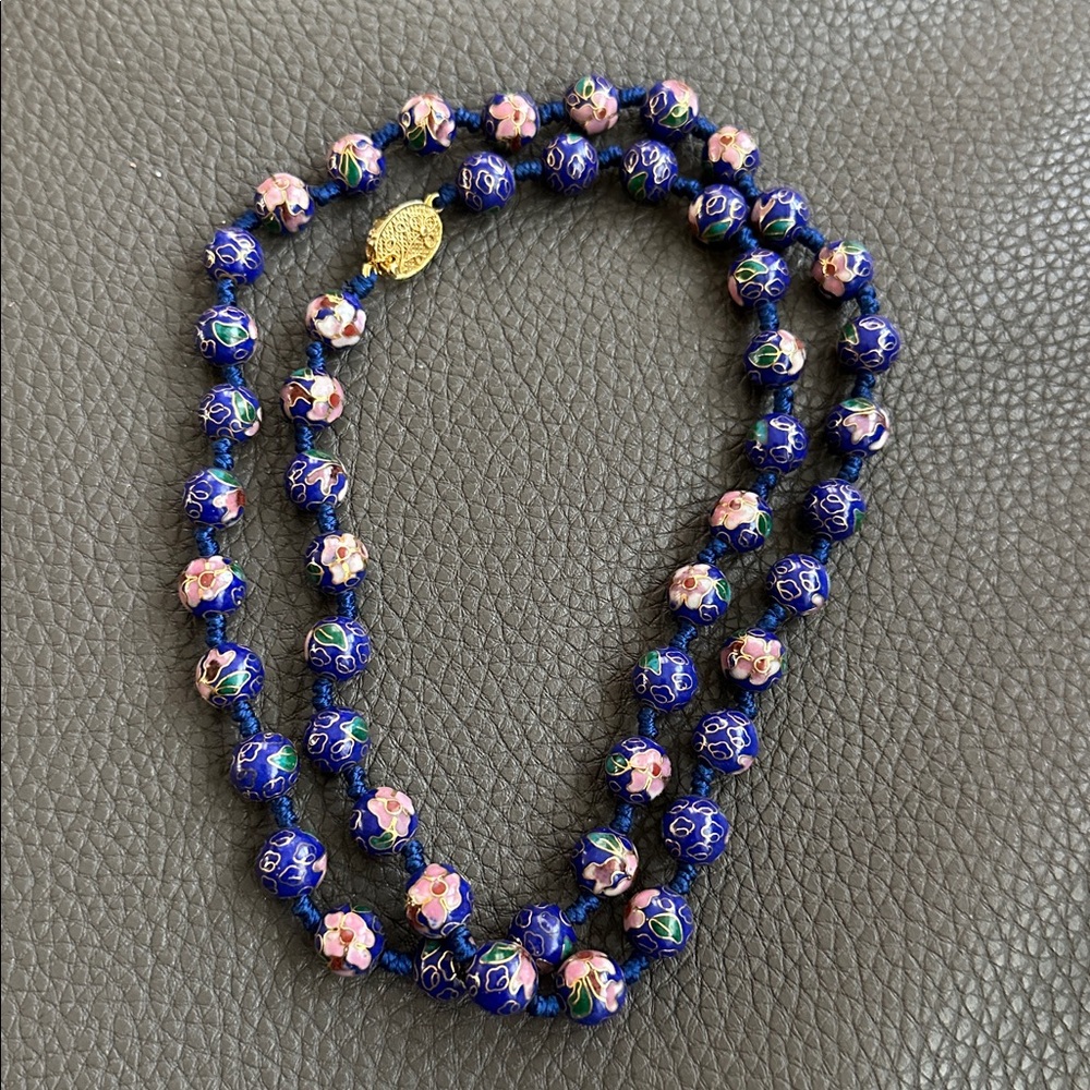 Vintage BLUE Cloisonne Necklace